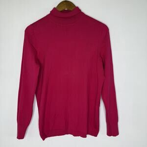 Talbots Sweater Womens Large Pink Turtleneck Pullover Long Sleeve Stretch Knit